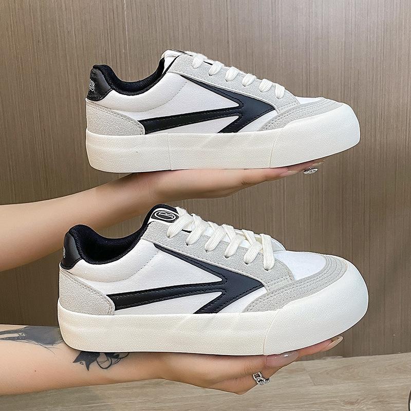 Neue Canvas-Schuhe Damen Schuhe Student Koreanische Version Lässige Board-Schuhe Sportlicher Stil Ins Trend Schnürschuhe Flacher Boden