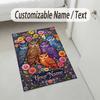 Colorful Owls Theme Soft Crystal Velvet Rug Custom Name & Text Print Non Slip Floor Rug for Bedroom Living Room
