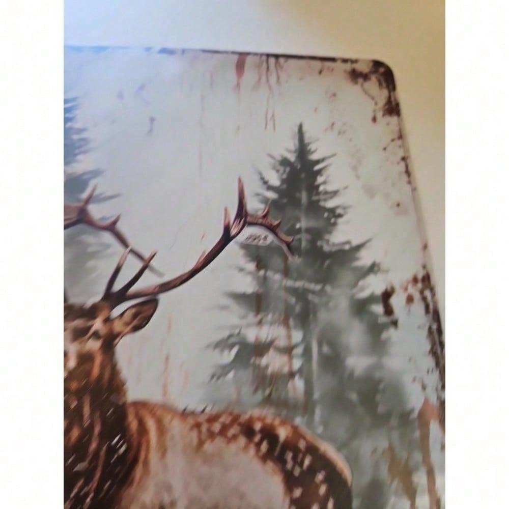 Vintage Elk Antlers Tin Metal Wall Sign Rustic Wildlife Decor for Cabin Lodge Bar