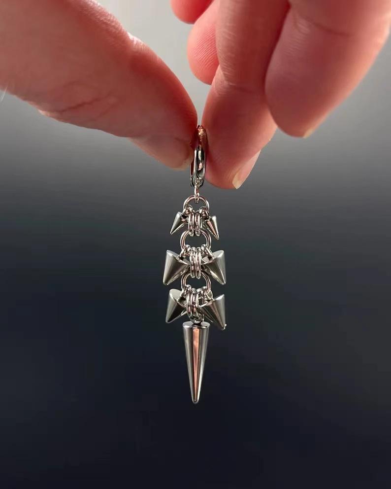 Stainless Steel Rivet Cone Drop Earrings, Creative Punk Bullet Jewelry