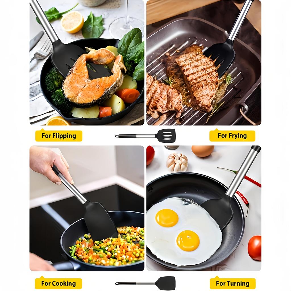 Food-grade Silicone Spatula - High-temperature Resistant Kitchen Cooking Slotted Spatula - Non-stick Pan Cooking Tool