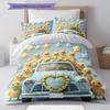 Trucks animals Pattern Bedding Quilt Set Quilt Cover Pillowcase Home Decoration Birthday Gift (1 * duvet cover + 2 * pillowcase, without core)