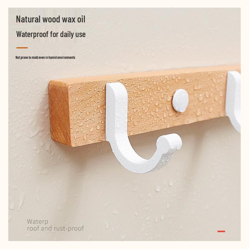 Cuier de perete din lemn de fag cu cârlige pentru haine și pălării: Instalare fără găurire pentru intrare, hol sau dormitor.