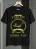 Herren T-Shirt Y2K 1 Stück Angeln Slogan Schwarz