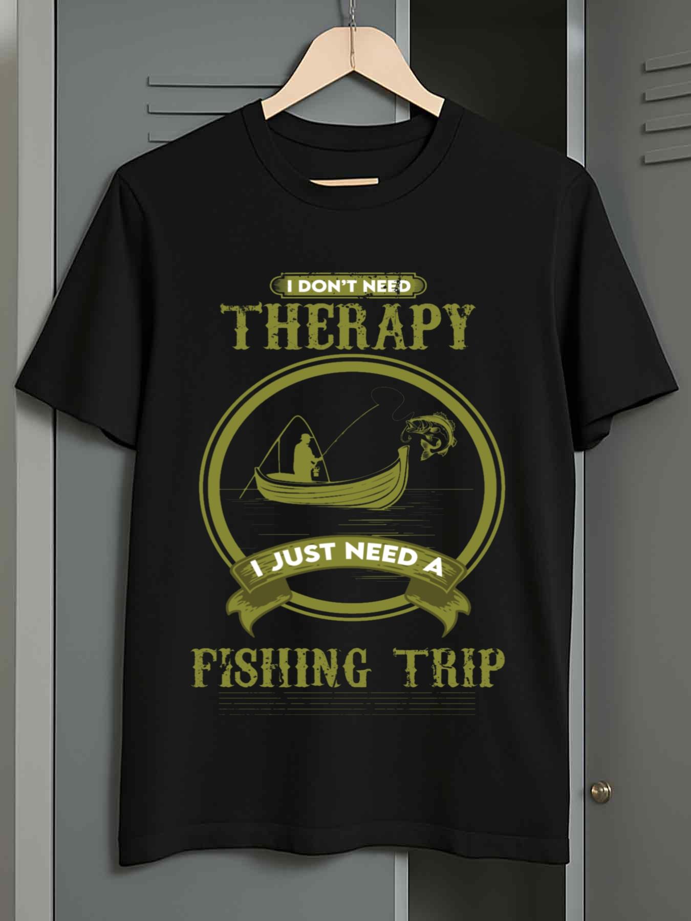Men s T-Shirt Y2K 1pc Fishing Slogan Black M