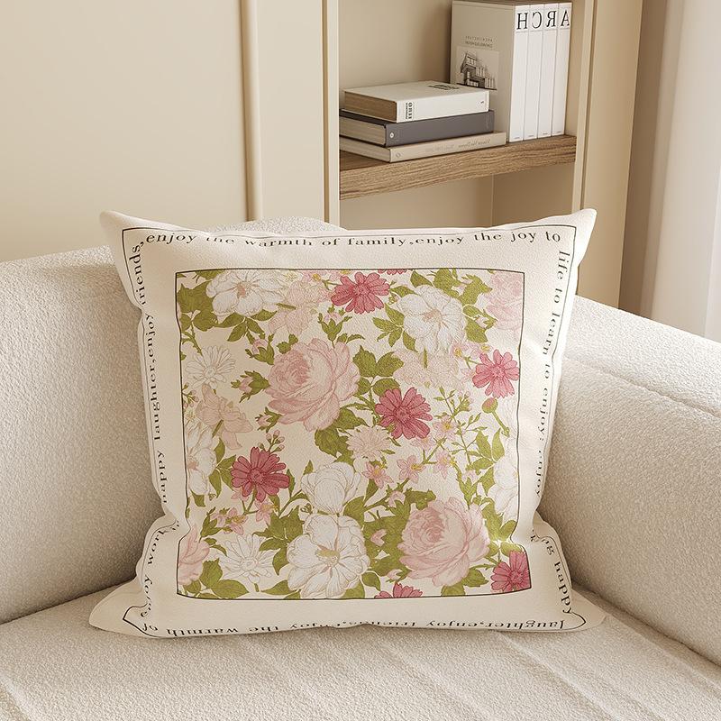 Copricuscini decorativi stile francese 45x45cm con imbottitura, Cuscini decorativi in misto lino per divano, letto, soggiorno