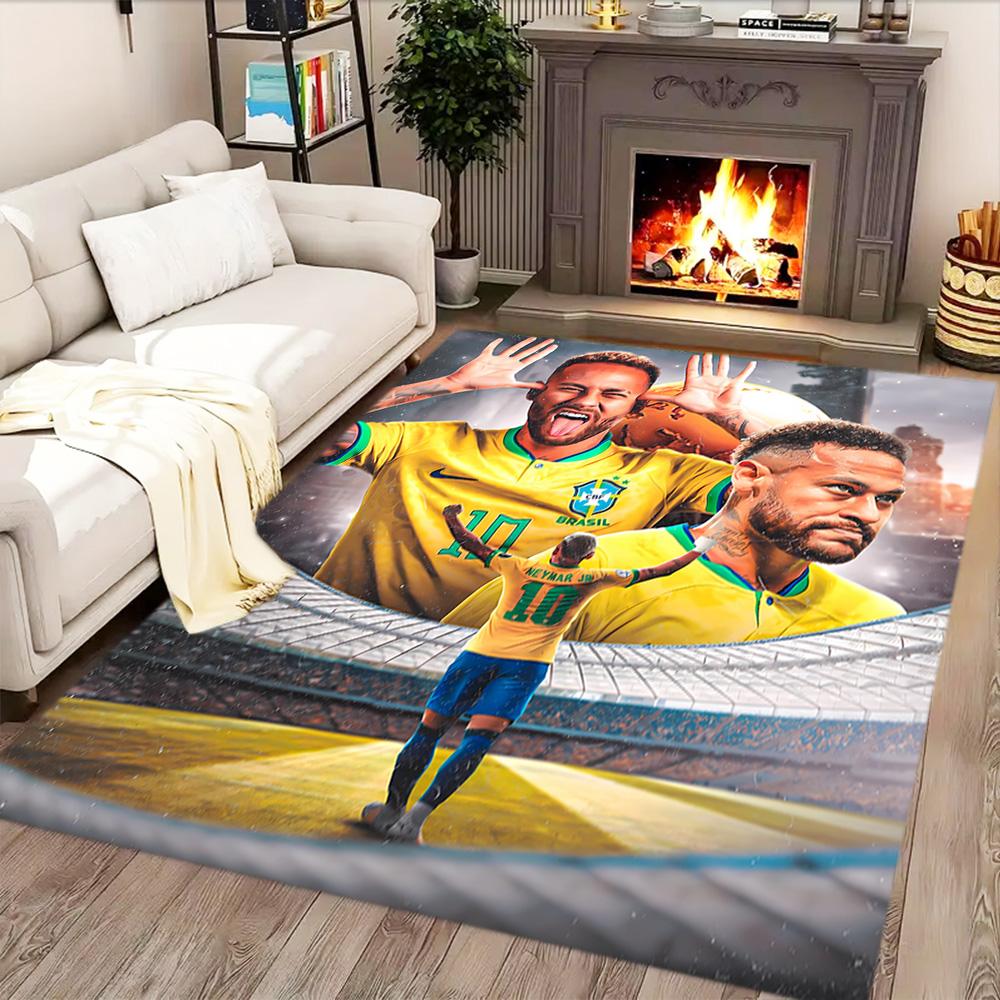 Brazilian Football Stars rug for living rooms, bedrooms, home décor, and as gifts.