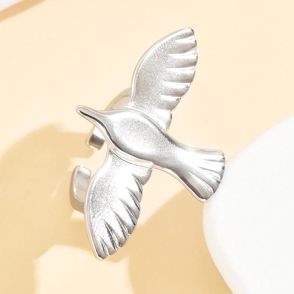 Stainless Steel Flying Dove Ring - European & American Trendy Jewelry