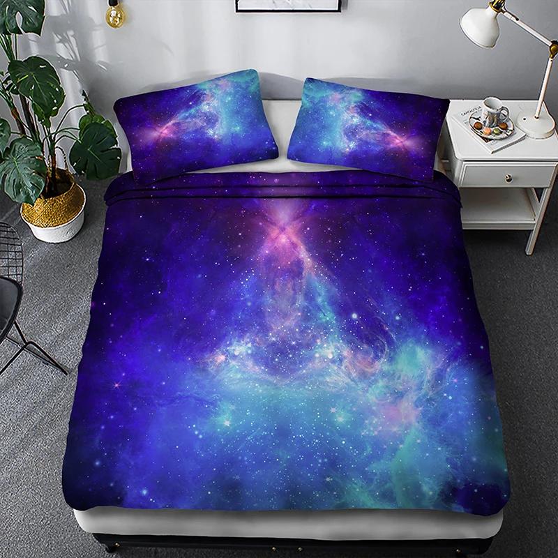 Set cuvertură de pat Galaxy Star 3d Space Star Cu o singură dublă Twin/Queen 2 buc/3 buc Seturi de lenjerie de pat Univers cu tematică în spațiul cosmic