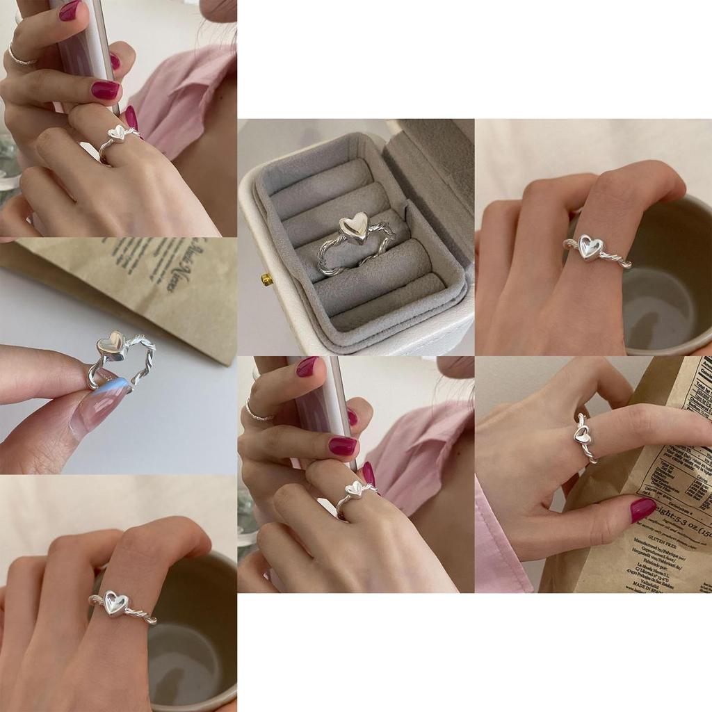 Elegant Korean Heart Shaped Copper Ring For Women With Adjustable Size For Fashionable Style