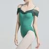Collants de Ballet para Prática de Dança para Mulheres Adultas Collant de Ginástica Body de Yoga Manga Curta Costura em Malha Roupa de Dança de Bailarina