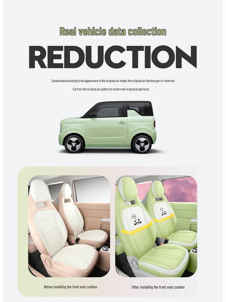 Panda Cartoon Leather Seat Covers for MINI - Full Wrap, All-Season, Cute Design