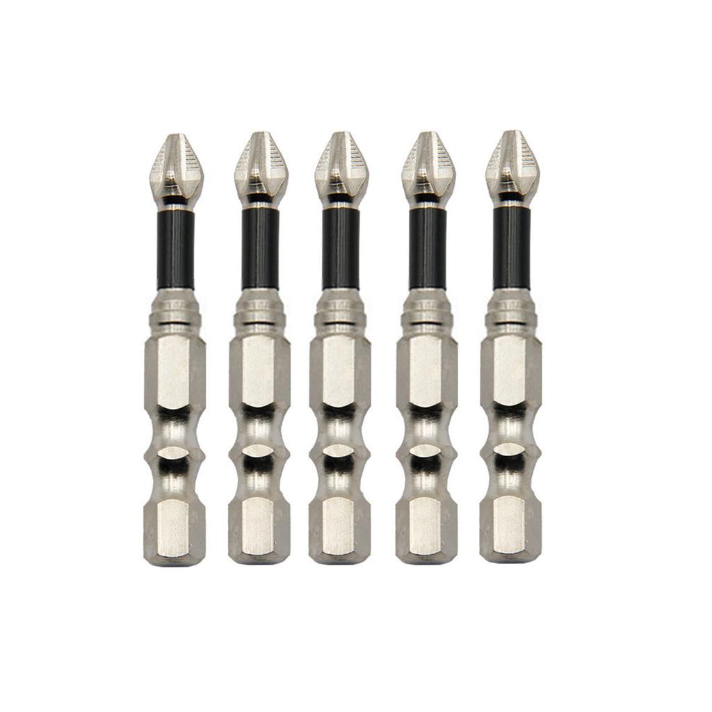 5Pcs Impact Driver Bit Set With Magnetic Crosses Head Electric Screwdriver Bit Alloy Steel NonSlip Long Drill Bits