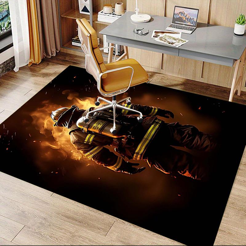1PC Firefighter Firefighting Non-Slip Floor Carpet Compatible for Office&Living Room&Bedroom&Dining Room - Flat- Soft & Pattern, Vibrant Colors-W256