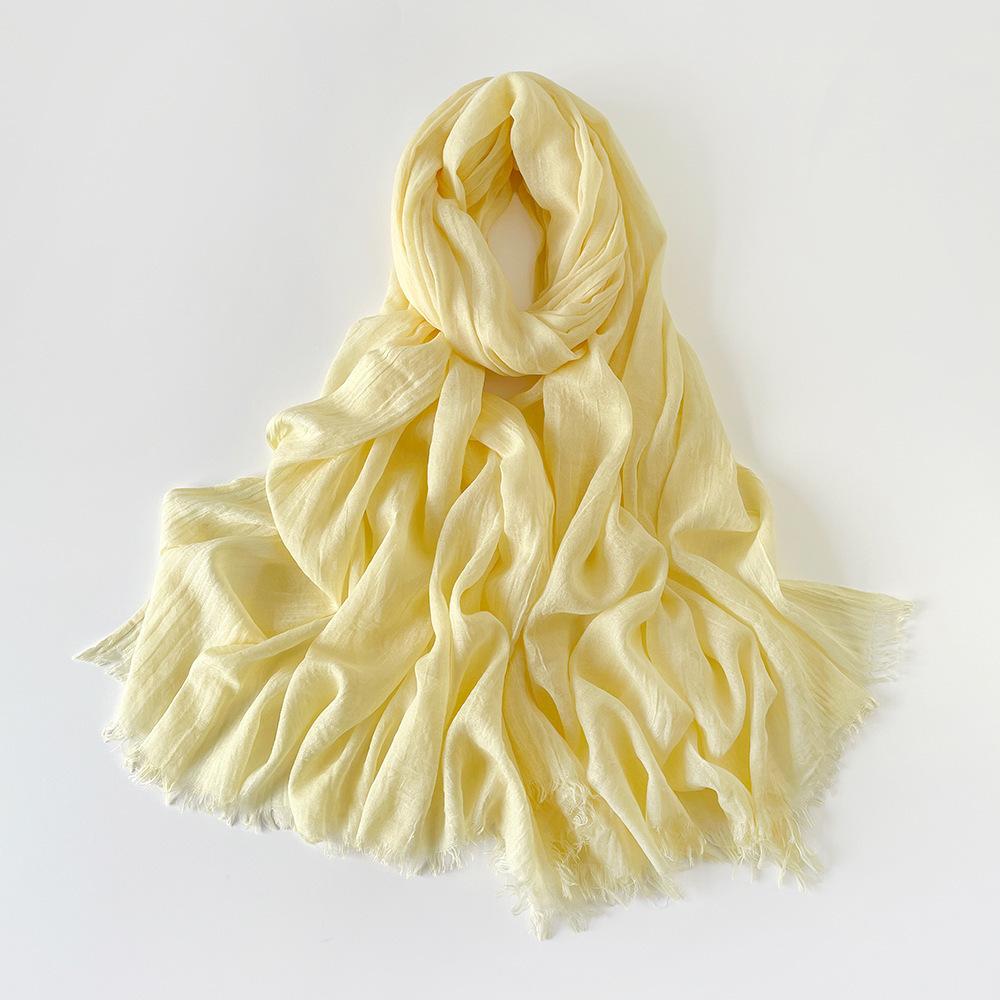 Summer versatile cotton and linen scarf shawl lengthened solid color yarn shawl sunscreen shawl simple scarf silk scarf women