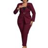 Autumn Winter New Women's Solid Color Fashion Blazer & Pants Two-Piece Set African Outfit D3343