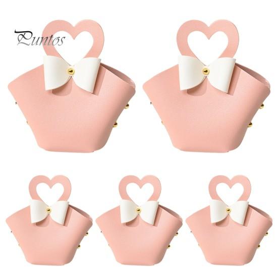 

5 шт. подарочный пакет, удобная красочная мини-сумочка из искусственной кожи, сумки для конфет для вечеринок, свадебных украшений розовый