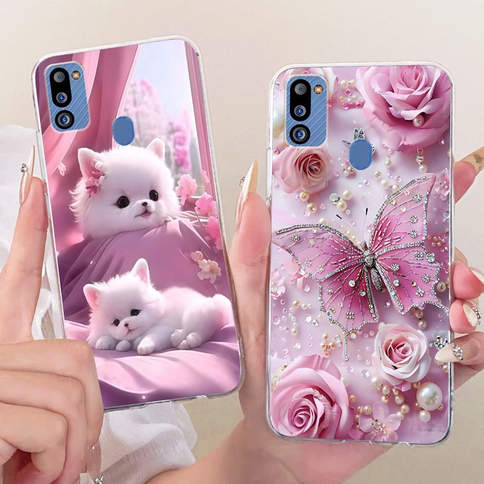 For Cover Samsung Galaxy M21 2021 Phone Case SM-M215G Shell Fashion Flower Soft Silicone Clear Cover For Samsung M21 2021 Fundas