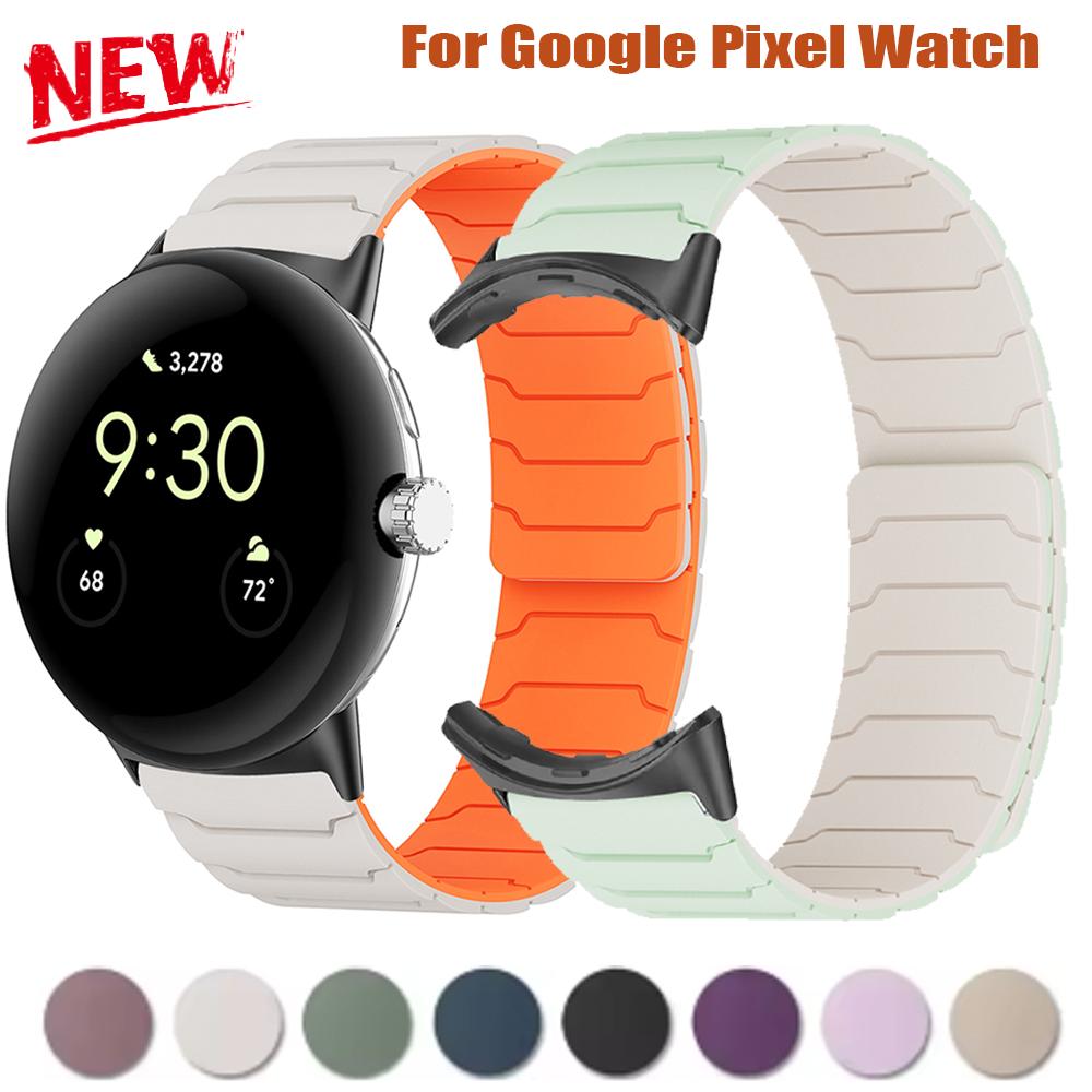 For Google Pixel Watch 3 45mm 41mm Magnetic Silicone Replacement Strap Correa For Google Pixel Watch 2 1 Sports Band Bracelet