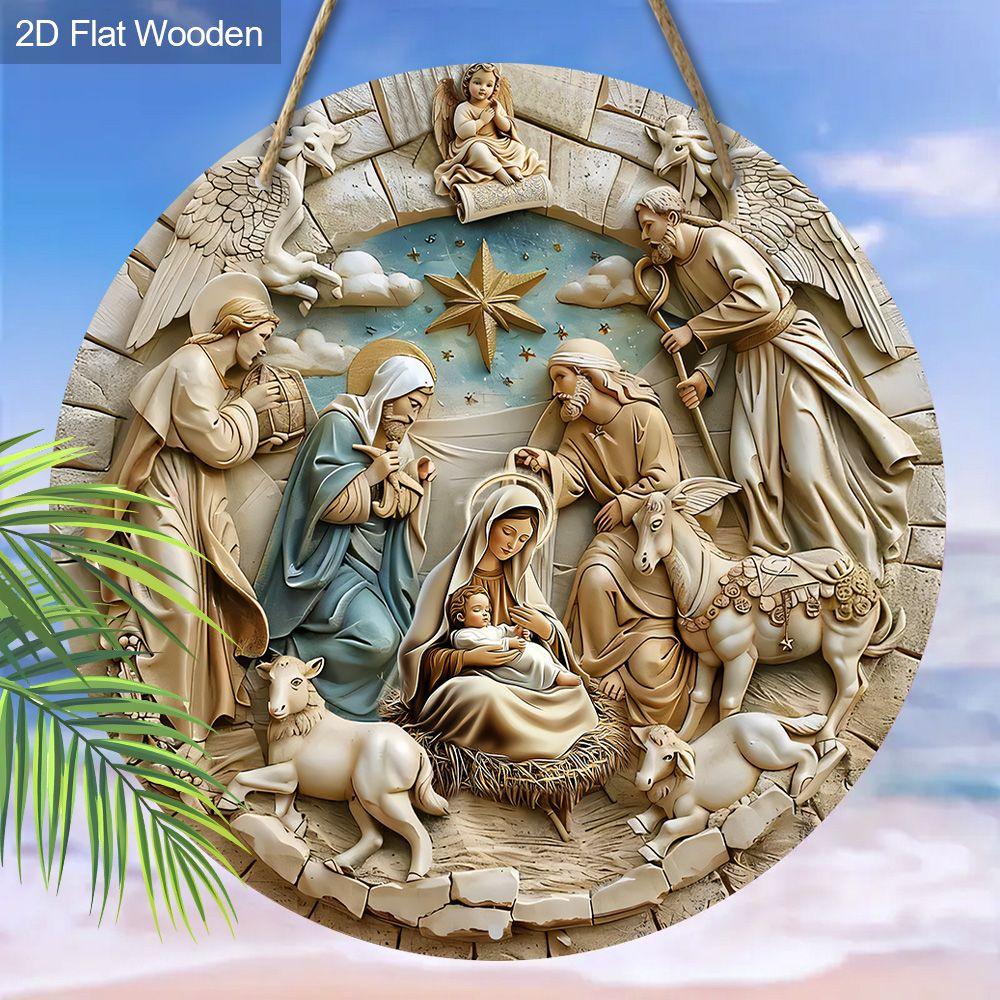 Holy Night Nativity Scene Pendant, Decoration of Home Walls or Doors, 2d Flat Wooden, Christmas Decoration, Gifts for Friends and Family