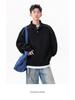 Men's Heavyweight 400g Cotton Stand Collar Hoodie - Autumn High Street Loose-Fit, Versatile Casual Half-Button Design