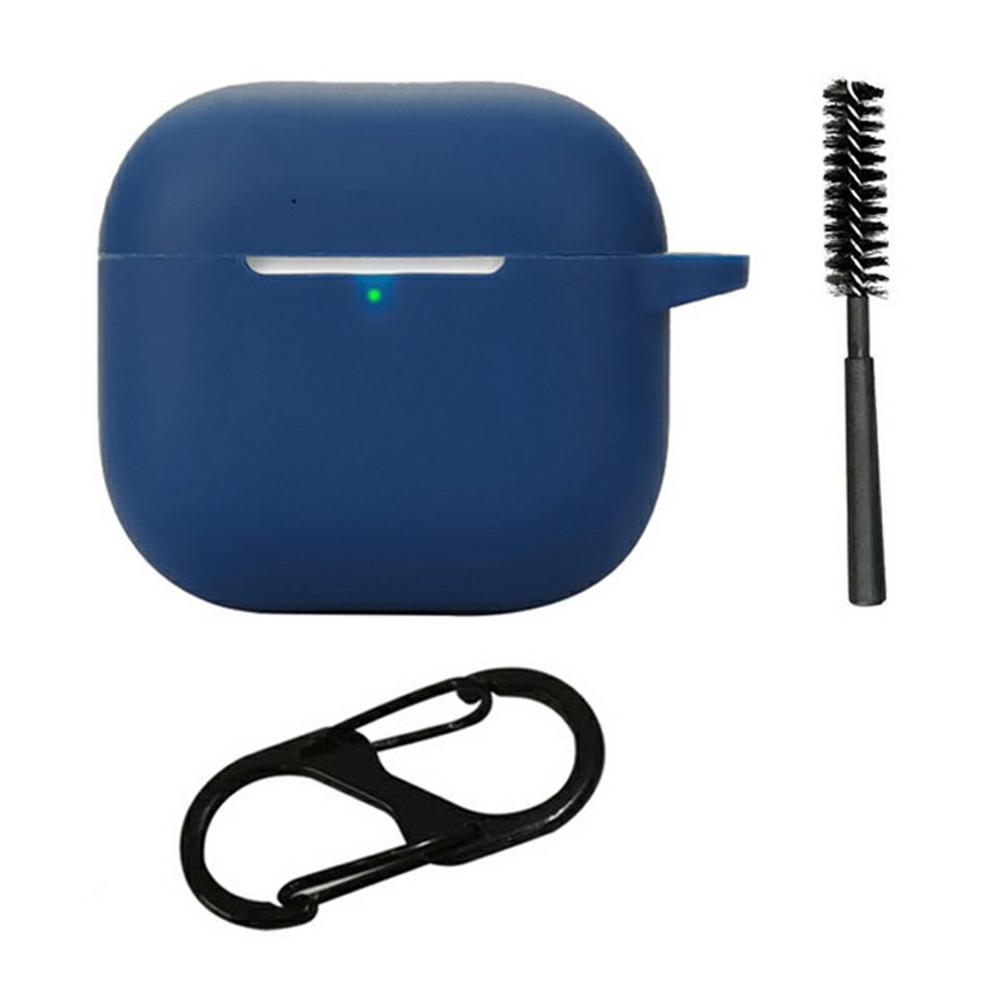 For AirPods 4 Silicone Case Bluetooth-Compatible Earphones Protective Cover with Anti-Lost Buckle + Cleaning Brush