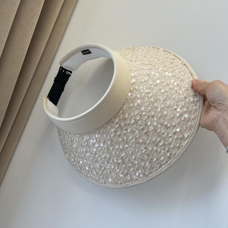 Sequin sun protection empty top hat women's summer big brim UV protection sun hat new outdoor cycling sun hat