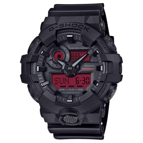 Casio G-Shock Black Resin Red Analog Digital Watch GA-700BBR-1A