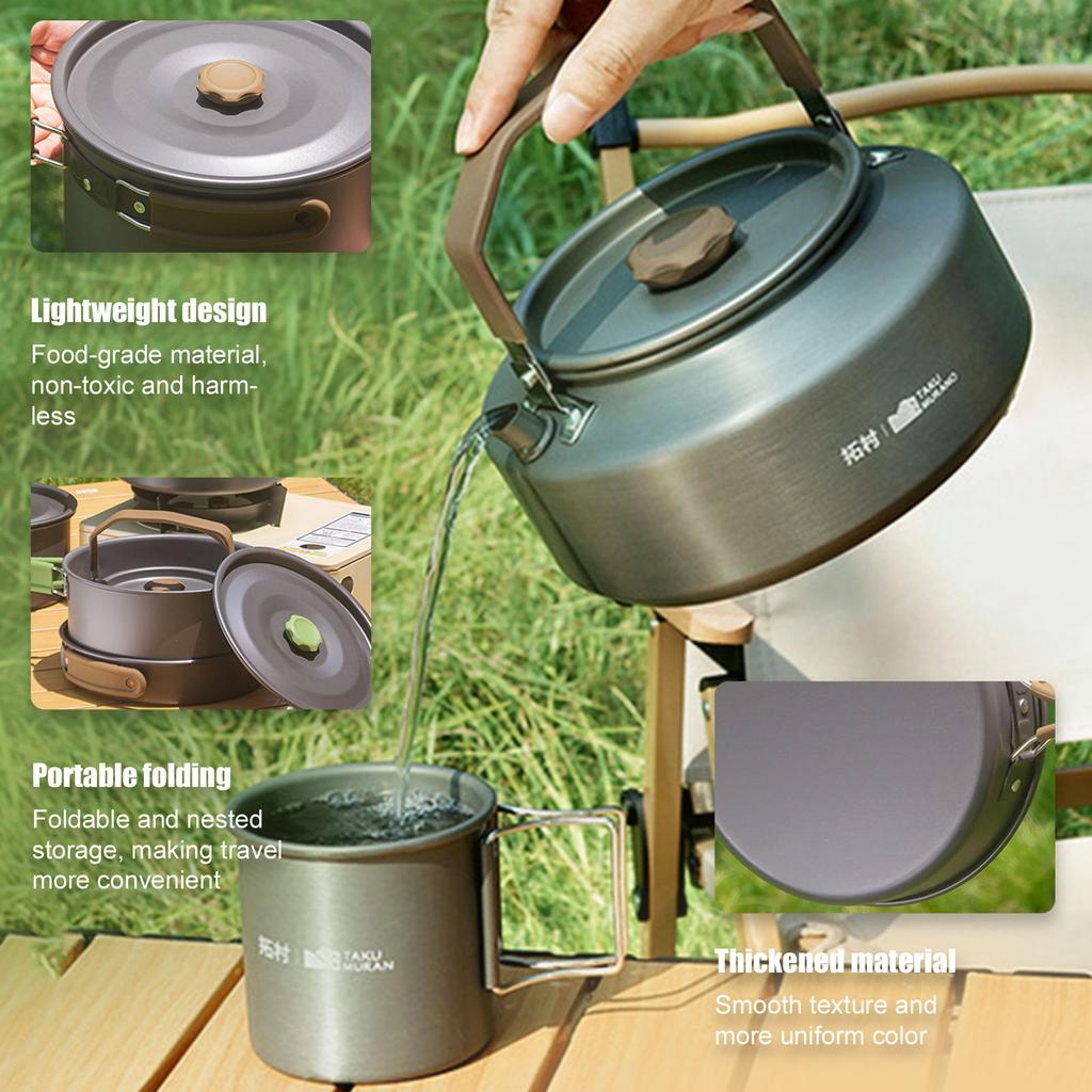 3PCS Camping Pots and Pans Set Outdoor Cooking Mess Kit Pots for Backpacking Camping Hiking and Picnic