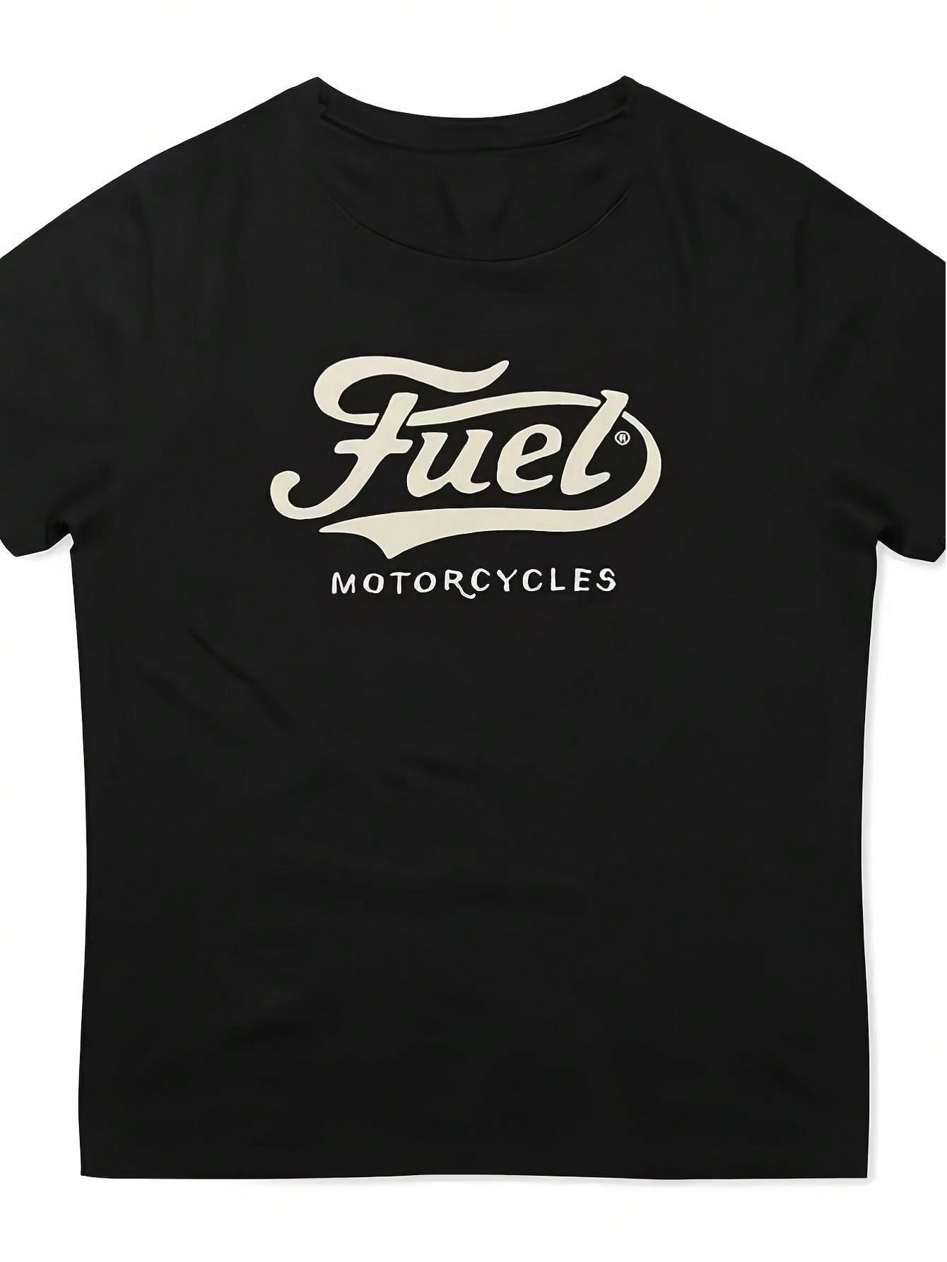 unisex S & Wounisex S Heavyweight Cotton Motorcycle T-Shirt - Vintage Fuel Motorcycle Logo & Biker Graphic, Breathable Round Neck Short Sleeve Casual S разноцветный
