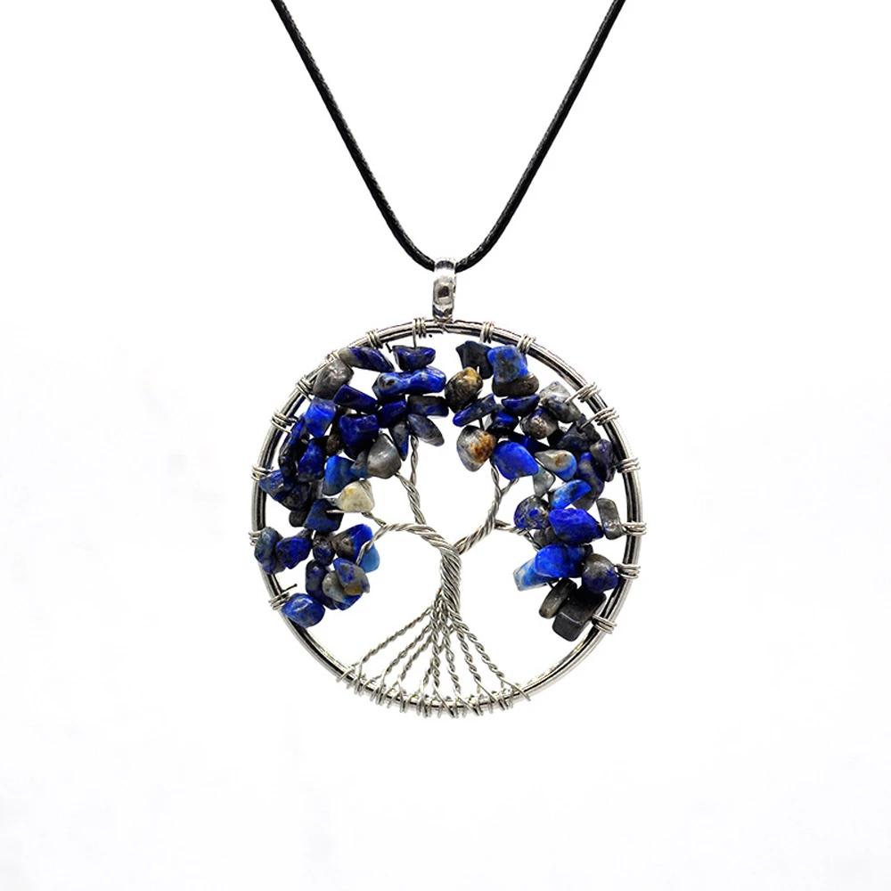 SUMENG 2025 New Fashion 7 Chakra Tree of Life Necklace Copper Crystal Natural Quartz Stones Pendants for Women Christmas Gifts