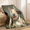 Fun Bull Terrier Print Flannel Throw Blanket - Soft Cozy and Lightweight - Perfect for Dog Lovers Office Camping Travel - Versatil