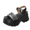 Women's Sandals for Summer Outdoor Wear, Light Luxury Rhinestone Thick-soled Roman Shoes, Exquisite All-match Sandals