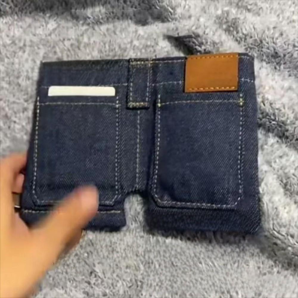 Kompakte Größe Hosentaschen Kartenhalter Schlank Faltbar Kleingeldfach Mini Geldbörse in Jeansform Täglich