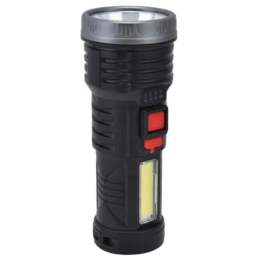 LED Flashlight with COB Sidelight USB Charging Ultra Bright Flashlight Portable Eletric Torch for
