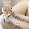 White Lace Socks for Women, Mary Jane Small Leather Shoes, Mid-calf Socks, Mesh Lace, Summer Pile Socks, Summer Thin Style