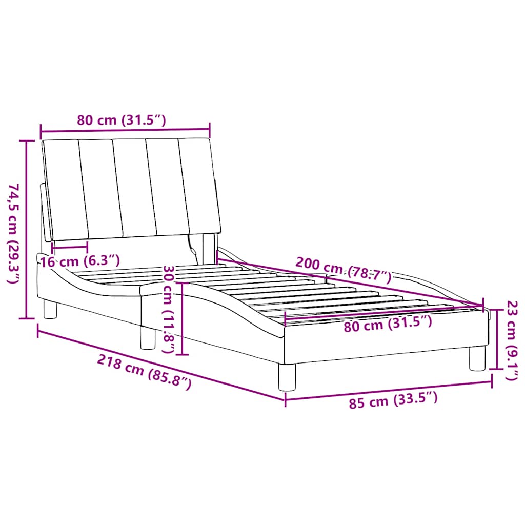 Bed Frame without Mattress  Hanko  Cream 80x200 cm Fabric