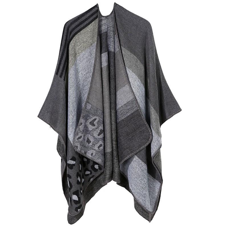 Womens Knitted Double-sided Thick Shawl Blanket Air Conditioner Room Warm Fashion Versatile Cape