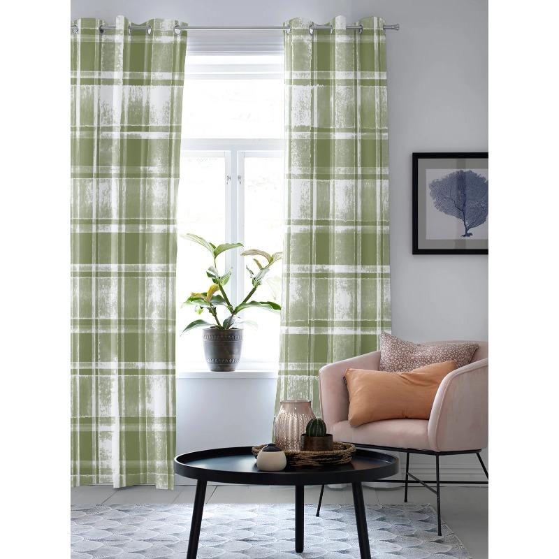 Salviegrønne Akvarell Rutete Vindusgardiner for Stue Soverom Gardiner Moderne Kjøkken Persienner Draperier Gardiner