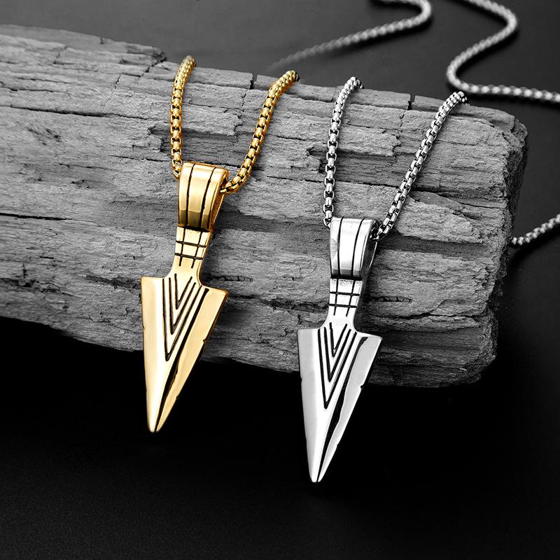 Cross-Border Men's Indian Arrow Titanium Steel Hip Hop Punk Necklace