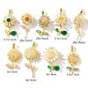 1 Piece Brass & Rhinestone Charms 18K Gold Plated Flower Rotatable Sunflower Daisy Pendants For DIY Necklace Jewelry Making