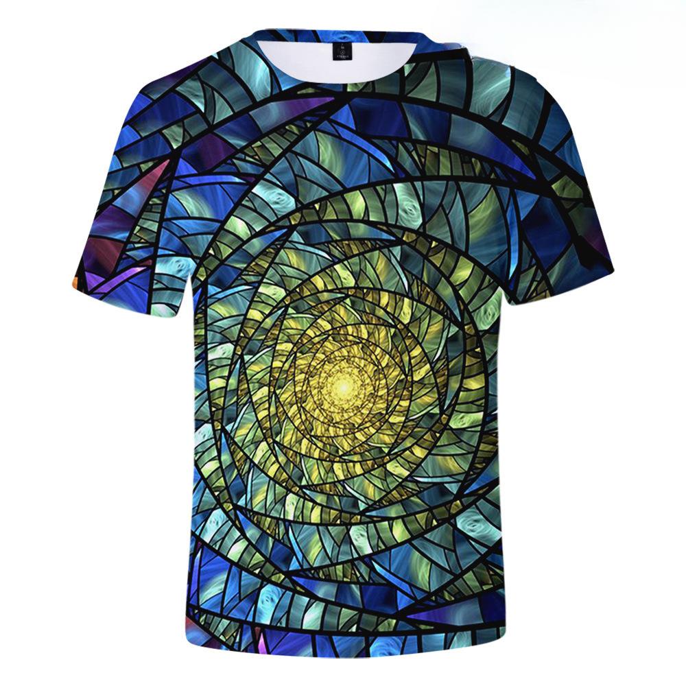 Stained Glass Loose 3D Summer Fashion Men's Clothing 3D Short Sleeved T-shirt
