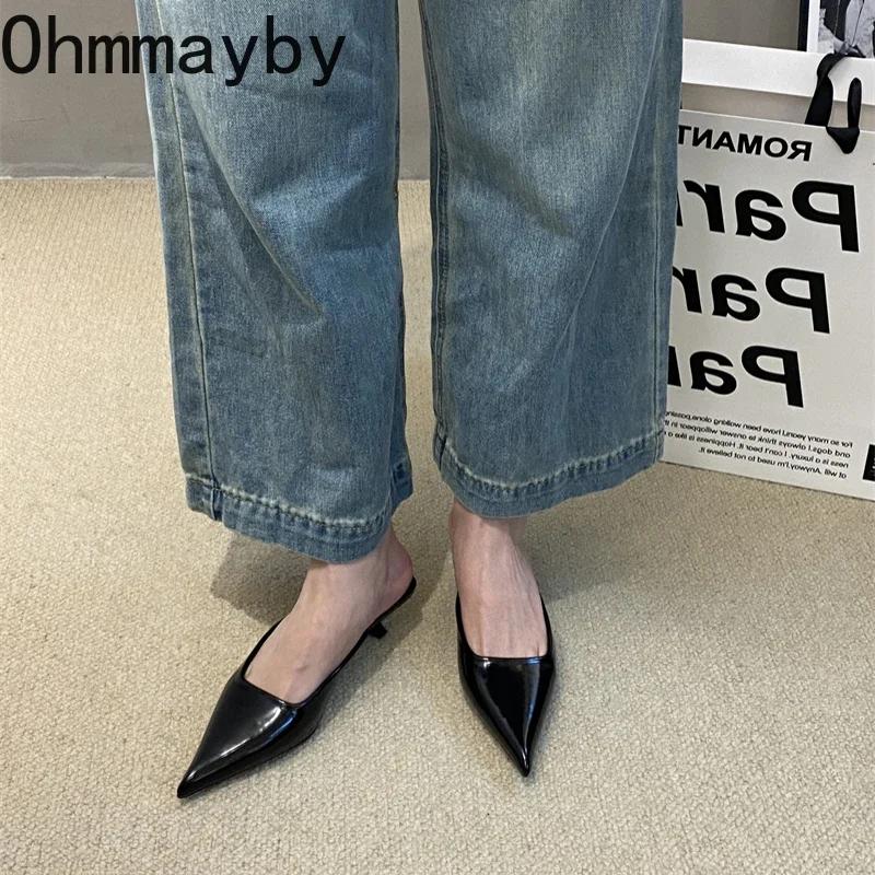 Estivi Gladiatore Donna Mules Pantofole Moda Elegante Punta Appuntita Ciabatte Scarpe Signore Outdoor Abito Tacco Alto Sandali