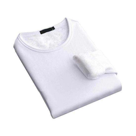 Autumn Winter Men Bottoming Top Slim Fit Thick Plush O Neck Pullover Stretchy Long Sleeves Pure