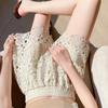 Pantaloncini da Donna a Vita Alta in Pizzo Traforato a Linea ad A - Estivi Snellenti, Gamba Larga Morbida con Vita Elastica