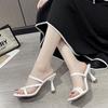 High-value going out toe versatile French sandals 2025 summer new foreign style square head low heel outer wear high heels
