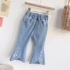 Girls' Floral Denim Cropped Pants - Spring/Autumn Fashion Style (Model TC202)