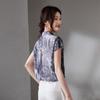 SOFSIL Women's 2026 Summer Silk Printed Short Sleeve Lapel Shirt