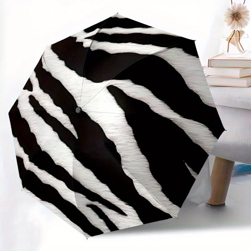 1 st Zebra-mönster Djur Automatisk Öppning/Stängning Paraply med Enknapp, Vindtålig Design Lätt Bärbart Paraply för Kvinnor & Män6032