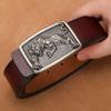 Men's Retro Genuine Cowhide Leather Belt with Smooth Buckle - Extended Large Size for Trendy and Plus-Size Fashion